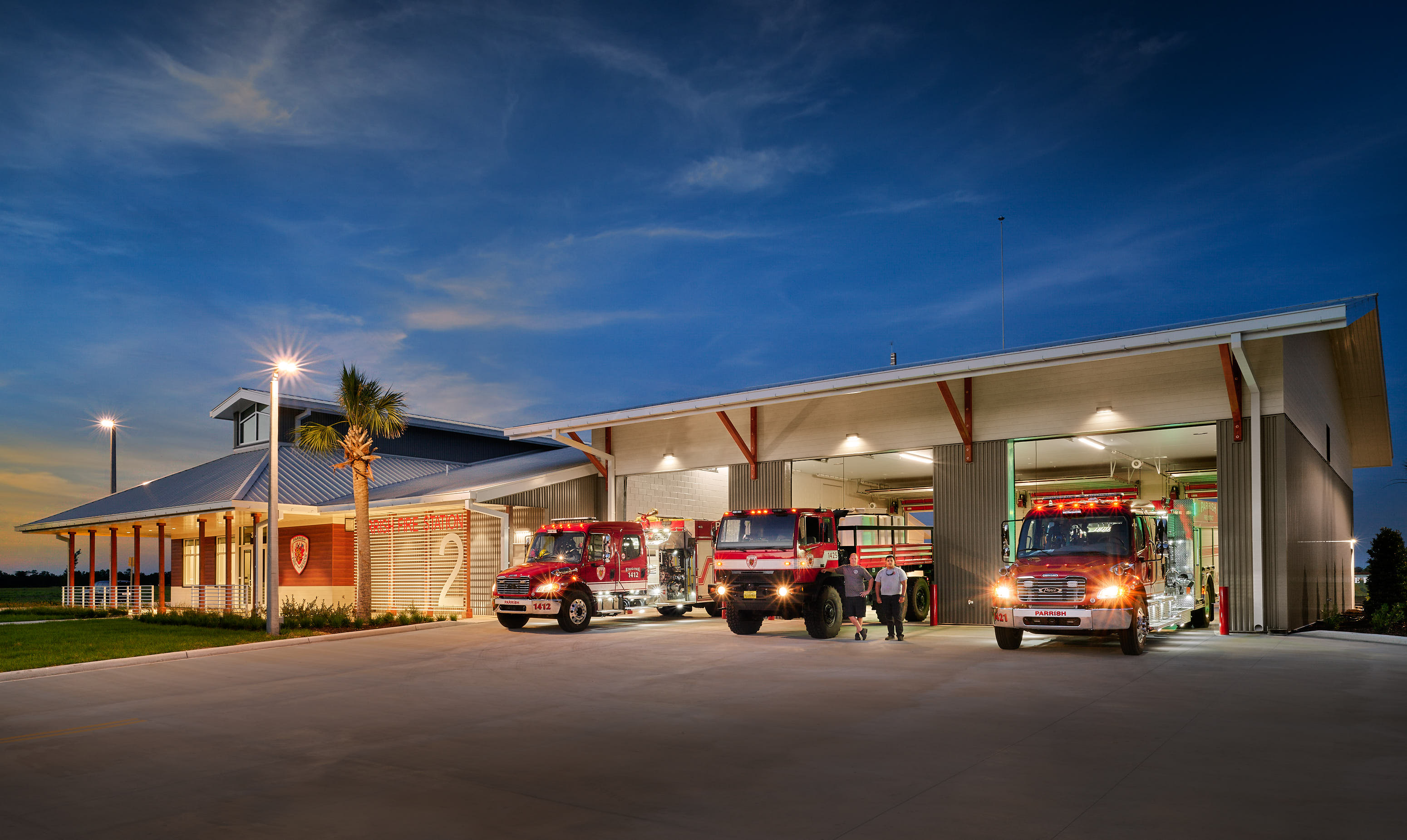Parrish-FireHouse-Fire-Station-Twilight-Fire-Trucks